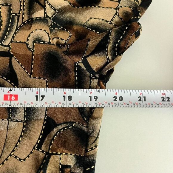brown and black abstract geometric vintage 90s boho velvet top - Picture 6 of 8